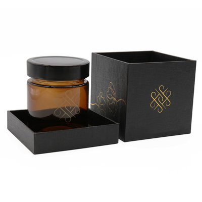 Custom Gold Foil Logo 2 Piece Box Luxury Honey Jar Packaging Gift Box With Lid And Bottom