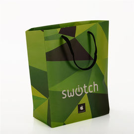 Green Luxury Custom Printed Packaging Bags , Paper Bags With Company Logo
