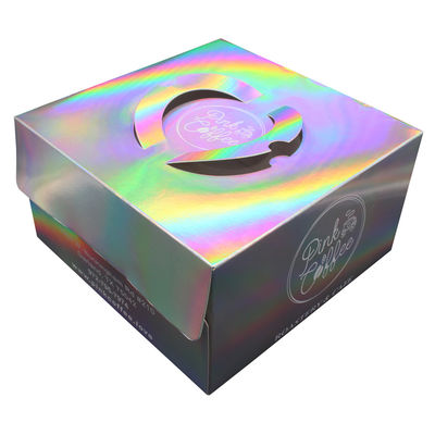 Customised Logo Printing Paper Wholesale Luxury Pink Holographic Square Cake Packaging Boxes For Sale