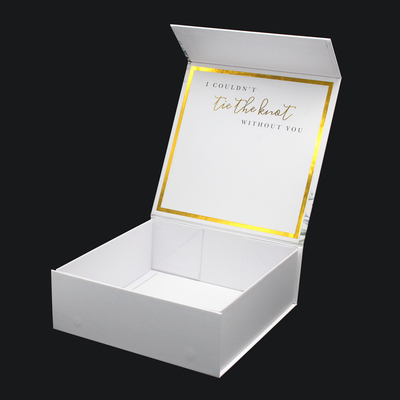 Custom Wedding Favour Invitations Bridal Bridesmaid Groomsmen Proposal Boxes Folding Magnetic Gift Box White Gold